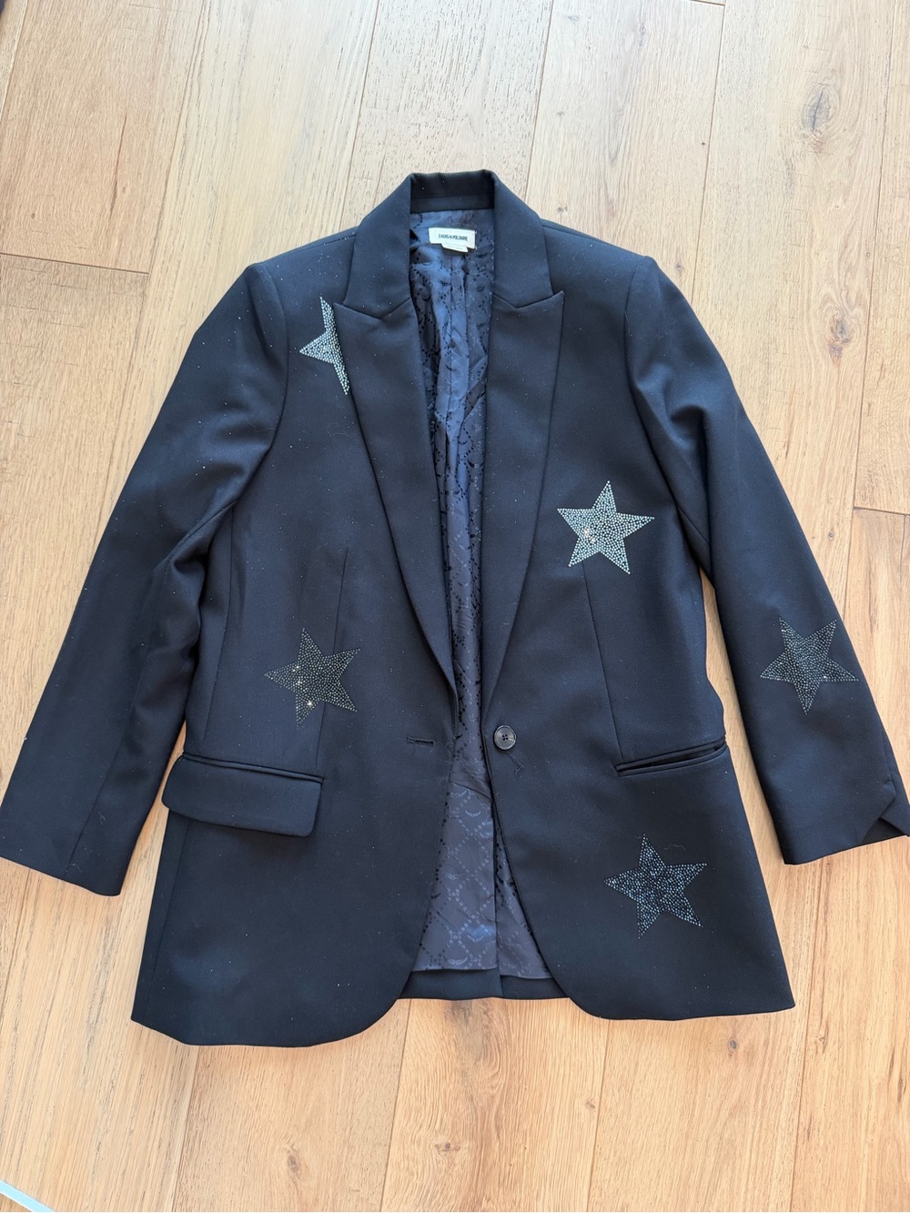Zadig & Voltaire Black Blazer with Glitter Star Accents